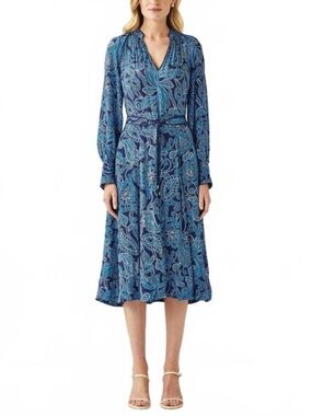 CARTOLINA NANTUCKET Regine Midi Dress in Blue Paisley